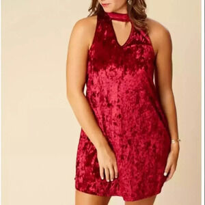 Altar’d State Burgundy Crushed Velvet Dress - Size Large - Like New Condition